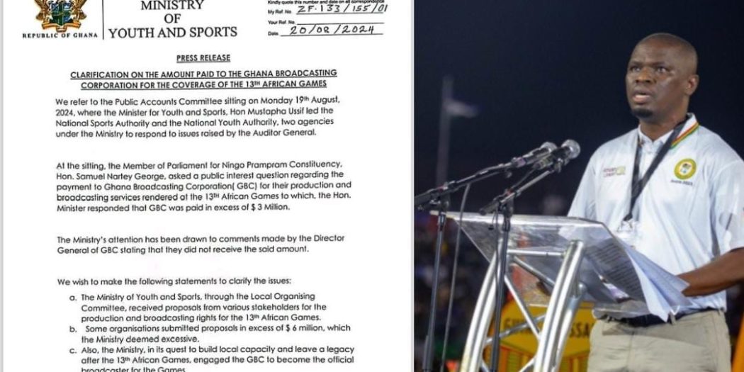 Sports Ministry provides Breakdown Of $3.6m Paid To GBC For African Games Coverage